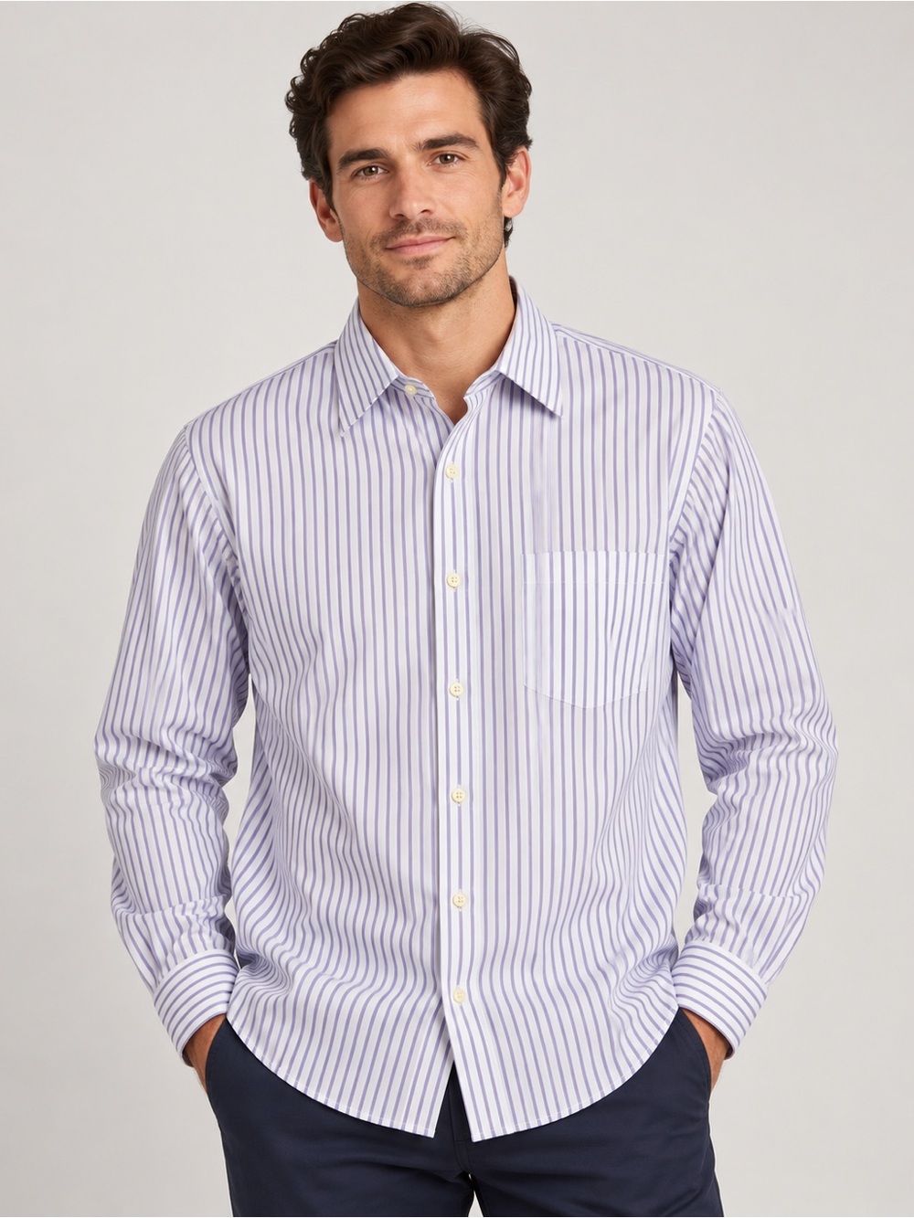 Men's Banana Republic Lavender Stripe Button-Up Shirt Xl (0036)